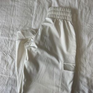 White Elastic Waist Joggers